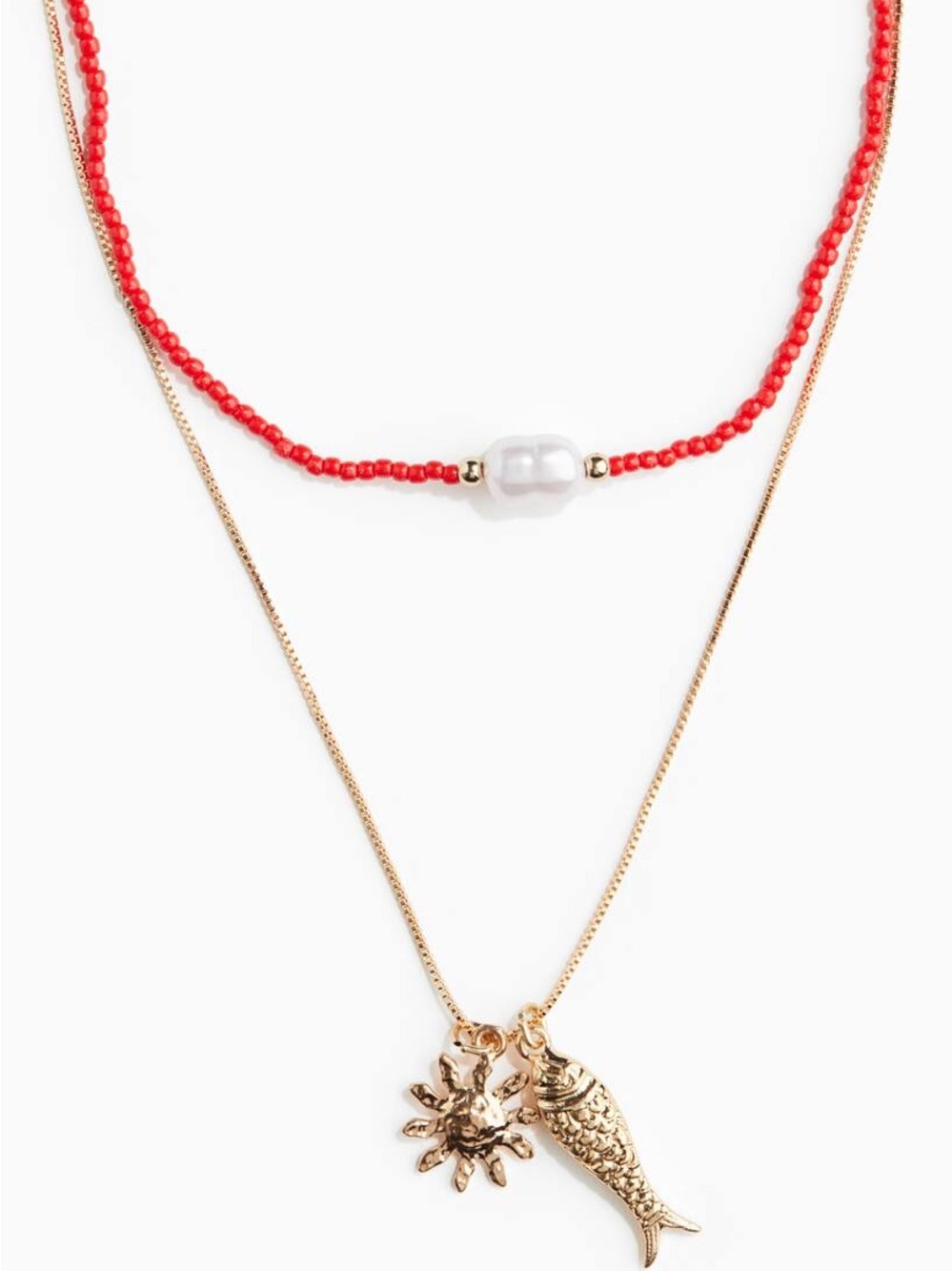 Fish & Sunburst Two Strand Necklace